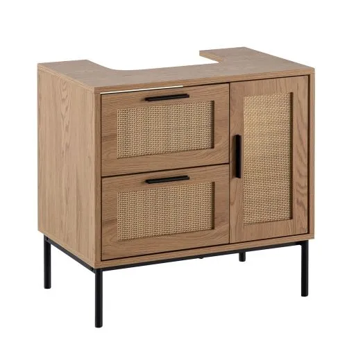 Waschbeckenunterschrank Aletta | mit Schubkästen | braun / schwarz