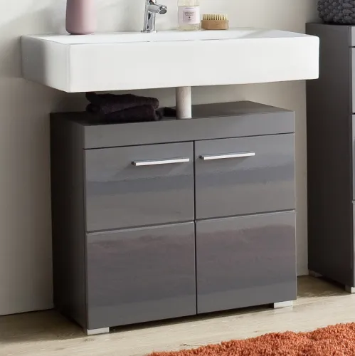 Waschbeckenunterschrank Amanda | Waschtisch | grau Hochglanz