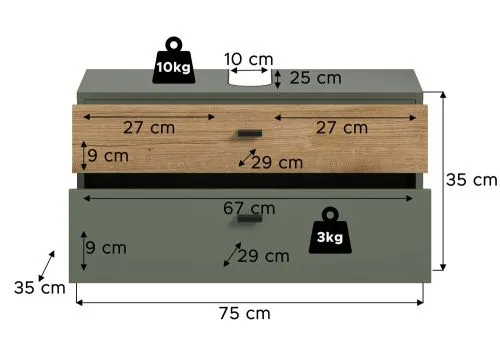 Waschbeckenunterschrank Aqua | Sage Green / Evoke Oak