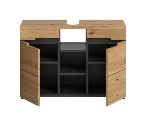 Waschbeckenunterschrank breit Canu | Artisan Eiche / Basalt grau