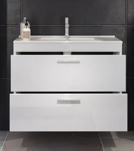 Waschbeckenunterschrank Devon | inkl.Waschbecken | weiß Hochglanz