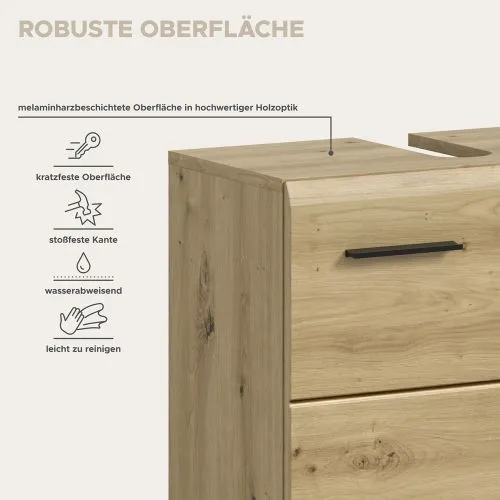 Waschbeckenunterschrank Ice | auf Rollen | Artisan Oak