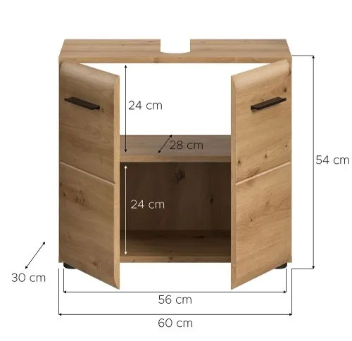 Waschbeckenunterschrank Ice | mit Türen | Artisan Oak