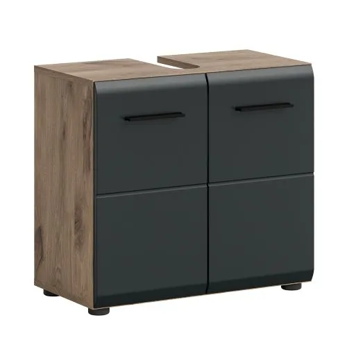 Waschbeckenunterschrank Ice | mit Türen | Nox Oak / schwarz