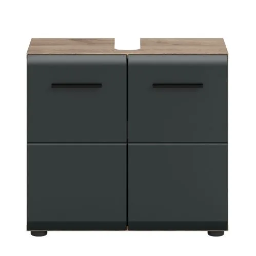 Waschbeckenunterschrank Ice | mit Türen | Nox Oak / schwarz