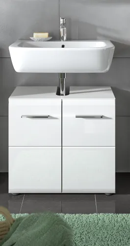 Waschbeckenunterschrank Ice | mit Türen | weiß / weiß Hochglanz