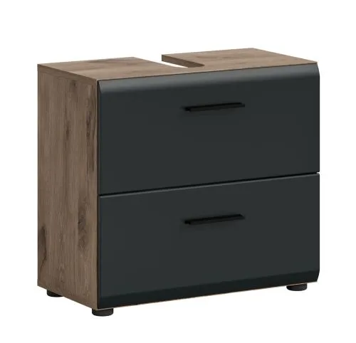 Waschbeckenunterschrank Ice | Nox Oak / schwarz matt