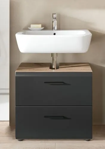 Waschbeckenunterschrank Ice | Nox Oak / schwarz matt