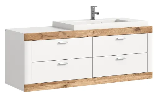 Waschbeckenunterschrank Laredo | inkl. Waschbecken | weiß / Nox Oak