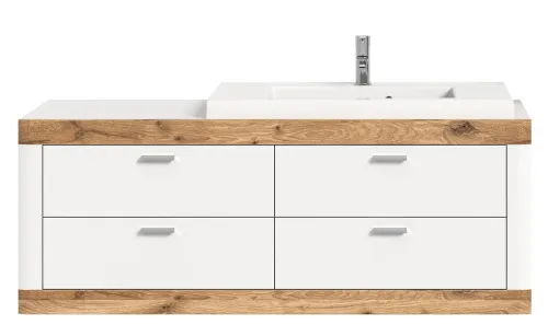 Waschbeckenunterschrank Laredo | inkl. Waschbecken | weiß / Nox Oak