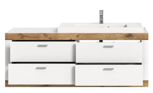 Waschbeckenunterschrank Laredo | inkl. Waschbecken | weiß / Nox Oak