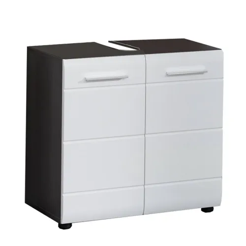 Waschbeckenunterschrank Line | weiß Hochglanz / Sardegna Rauchsilber