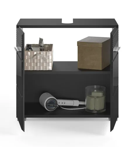 Waschbeckenunterschrank Linus | schwarz Hochglanz