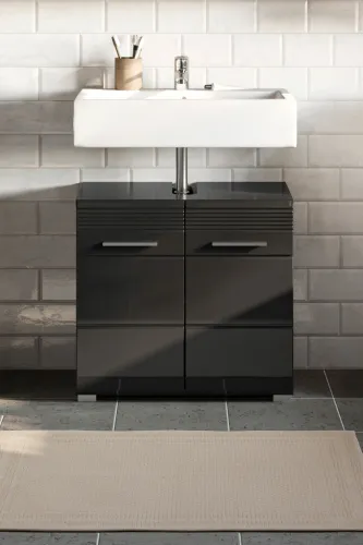 Waschbeckenunterschrank Linus | schwarz Hochglanz