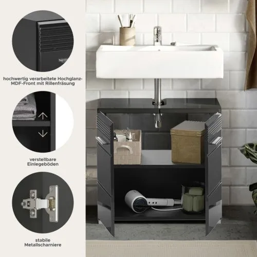 Waschbeckenunterschrank Linus | schwarz Hochglanz