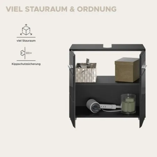 Waschbeckenunterschrank Linus | schwarz Hochglanz