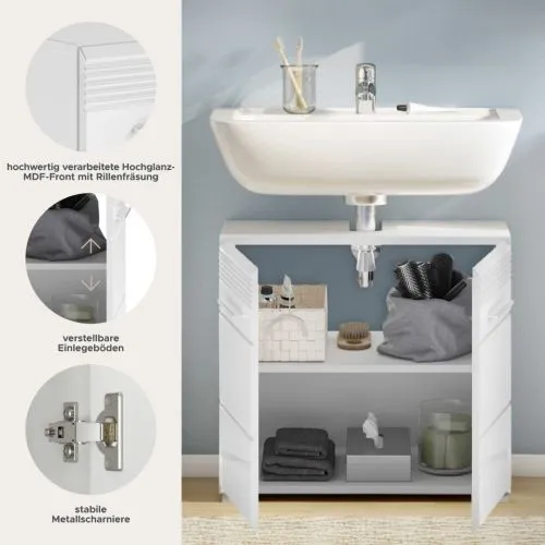 Waschbeckenunterschrank Linus | weiß Hochglanz