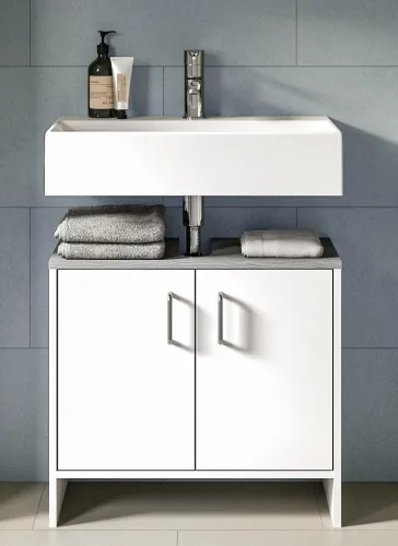 Waschbeckenunterschrank Los Angeles | weiß / rauchsilber