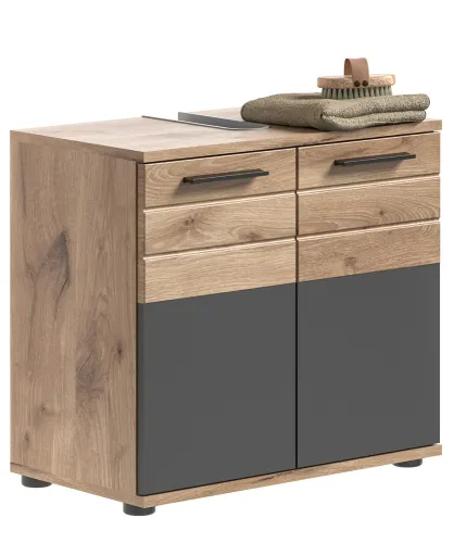 Waschbeckenunterschrank Mason | Nox Oak / Basalt grau