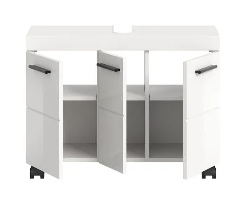 Waschbeckenunterschrank Nova | mit 3 Türen | weiß Hochglanz