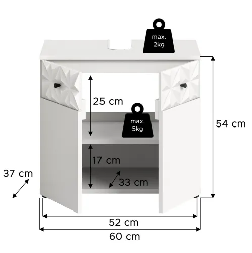 Waschbeckenunterschrank Prisma | weiß / weiß Hochglanz