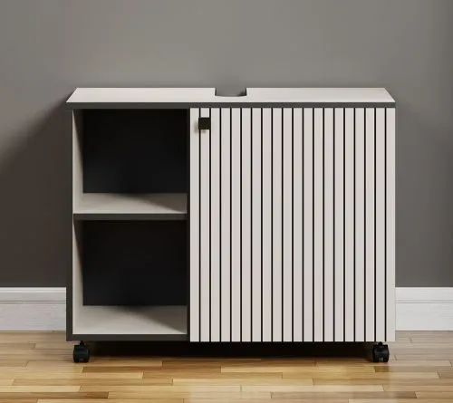 Waschbeckenunterschrank Pure Bliss, Kashmir Hellgrau / Schwarz, 80x64x42 cm