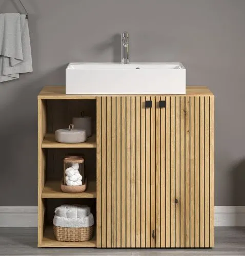 Waschbeckenunterschrank Pure Bliss mit Waschbecken, Evoke Eiche Dekor – Ansicht 3