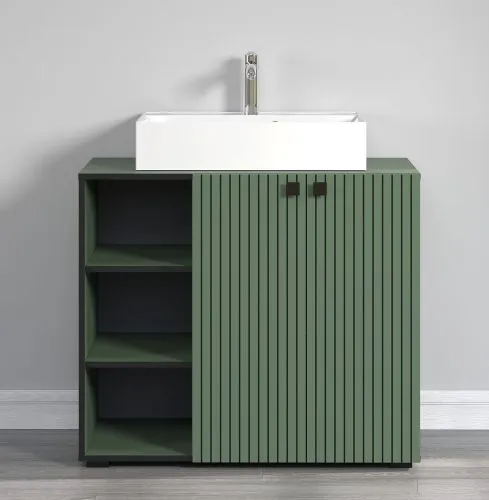 Waschbeckenunterschrank Pure Bliss mit Waschbecken, Grün / Schwarz