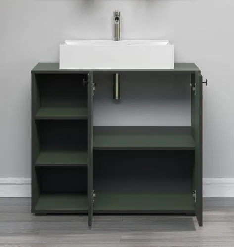 Waschbeckenunterschrank Pure Bliss mit Waschbecken, Grün Dekor – Ansicht 4