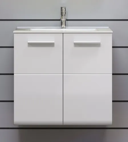 Waschbeckenunterschrank Riva | inkl.Waschbecken | weiß / rauchsilber