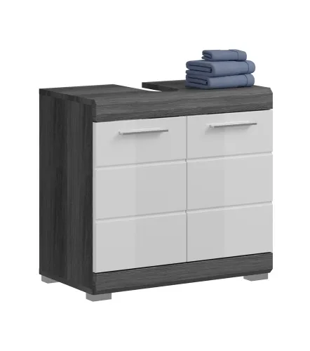 Waschbeckenunterschrank Scout 2 | weiß Hochglanz / rauchsilber