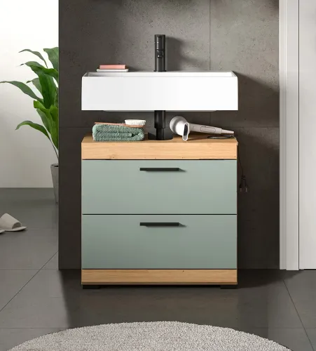 Waschbeckenunterschrank Scout | mit Schubkästen | Salbei / Artisan Eiche