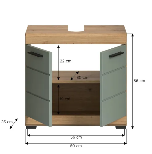 Waschbeckenunterschrank Scout | Salbei / Artisan Eiche