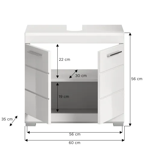 Waschbeckenunterschrank Scout | weiß Hochglanz / weiß