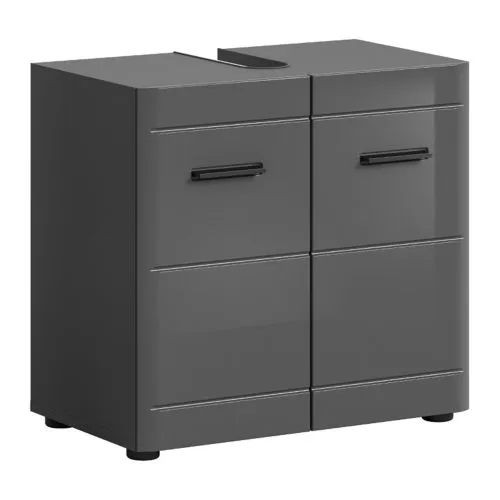Waschbeckenunterschrank Soft | grau Hochglanz | 60 x 56 x 34 cm