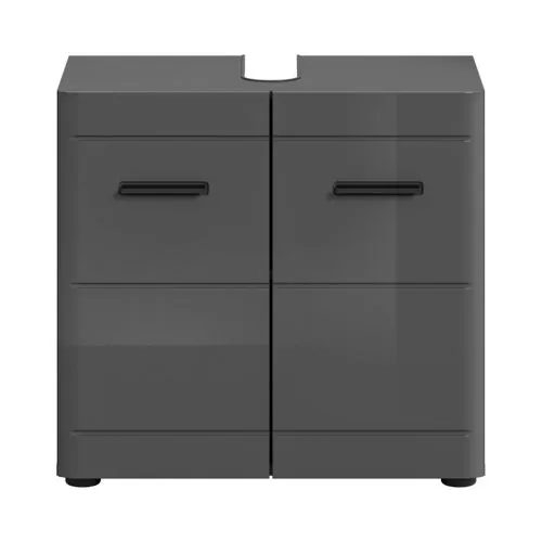 Waschbeckenunterschrank Soft | grau Hochglanz | 60 x 56 x 34 cm