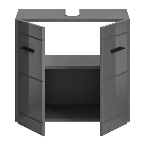 Waschbeckenunterschrank Soft | grau Hochglanz | 60 x 56 x 34 cm