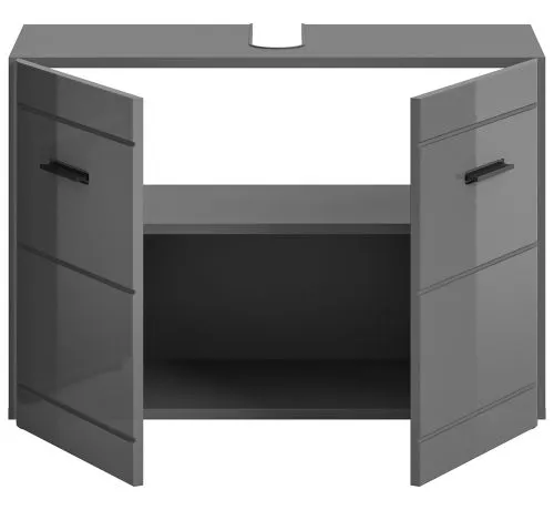 Waschbeckenunterschrank Soft | grau Hochglanz | 80 x 56 x 34 cm