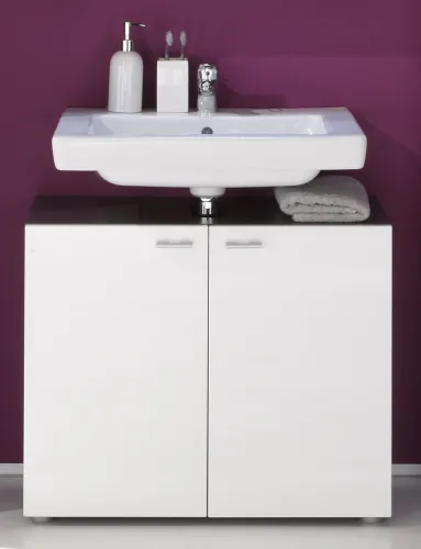 Waschbeckenunterschrank Tetis Bad | weiß Hochglanz / Graphit grau