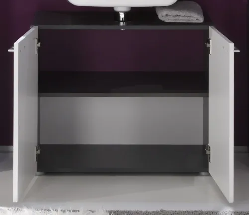 Waschbeckenunterschrank Tetis Bad | weiß Hochglanz / Graphit grau