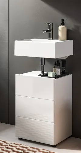 Waschbeckenunterschrank Vira | weiß Hochglanz | 38 cm x 56 cm x 34 cm