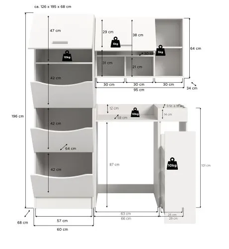 Waschmaschinenumbau Set Free | weiß | 4-teilig