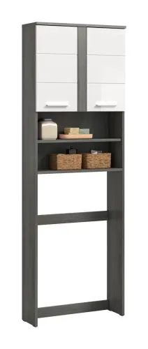 Waschmaschinenschrank Blake | weiß Hochglanz / Rauchsilber