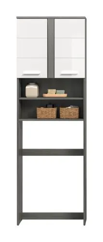 Waschmaschinenschrank Blake | weiß Hochglanz / Rauchsilber