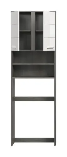 Waschmaschinenschrank Blake | weiß Hochglanz / Rauchsilber