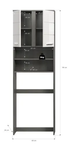 Waschmaschinenschrank Blake | weiß Hochglanz / Rauchsilber