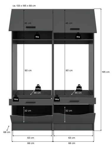 Waschmaschinenschrank Set Free 4 | anthrazit | 2-teilig