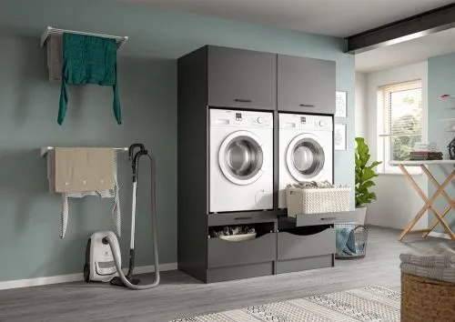 Waschmaschinenschrank Set Free 4 | anthrazit | 2-teilig
