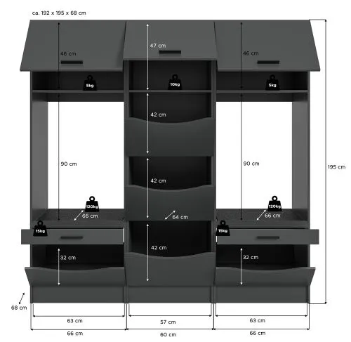 Waschmaschinenumbau Set Free 2 | anthrazit | 3-teilig