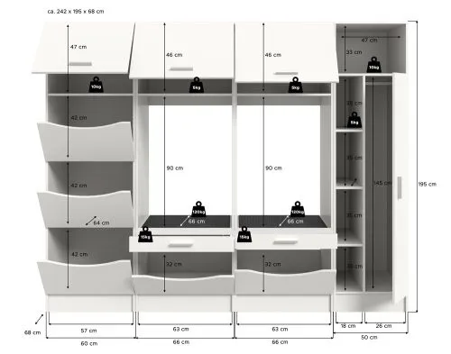 Waschmaschinenumbau Set Free 2 | weiß | 4-teilig